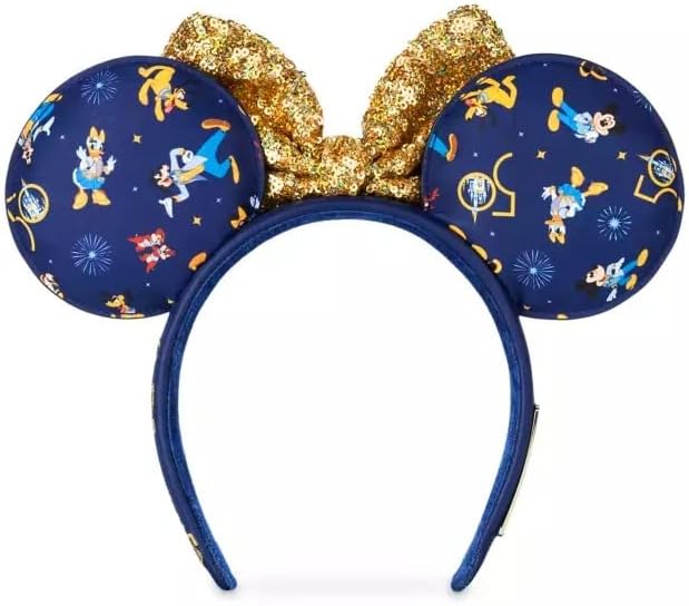 Disney Parkları Kafa Bandı-Walt Disney World 50. Yıl Dönümü-Minnie Mouse Payetli Fiyonklu Kulak
