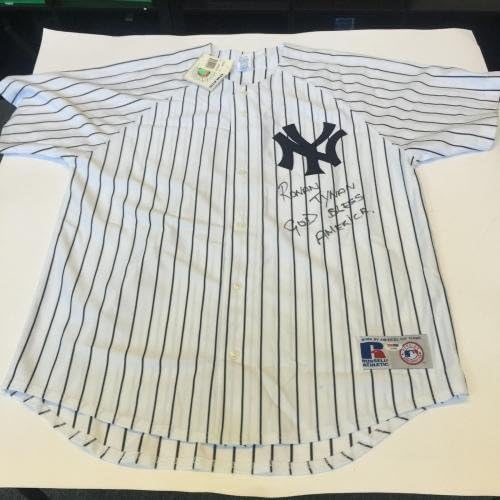 Ronan Tynan Tanrı Amerika'yı Korusun İmzalı NY Yankees Forması Eylül 11 PSA DNA İmzalı MLB Formaları