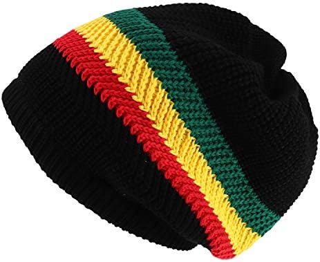 Armycrew Uzun Hımbıl Çizgili Jamaika Rasta Kış Örgü Pamuk Dreadlock Bere Şapka