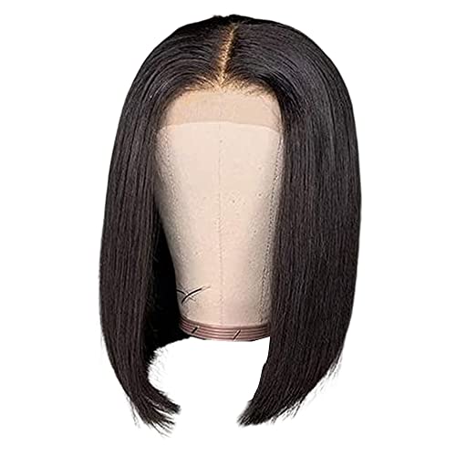 Bob Peruk 4x4 Dantel ön peruk insan saçı Siyah Kadınlar İçin, 12 İnç Tutkalsız Bob insan saçı peruk Ön Koparıp Saç