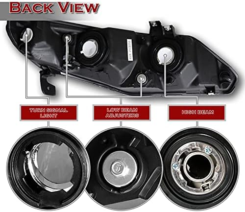 DriftX Performans, 2 ADET Siyah Konut Farlar W/Temizle Reflektör fit ile uyumlu 2006-2011 Honda Civic 4DR / Sedan,