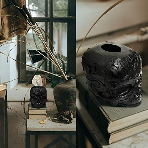 Kafatası Doku Kutusu Kapağı Tezgah için Modern Gotik Tutucu, Çoğu Kare Doku Kutusuna Uyar (Siyah)