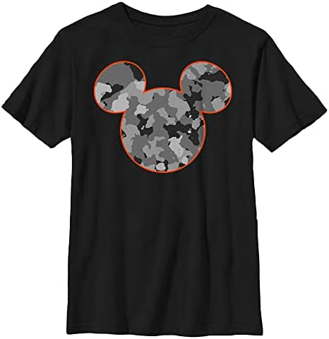 Disney Unisex çocuk Klasik Mickeys Camo Boys Kısa Kollu Tee Gömlek, Siyah, Gençlik Husky Küçük