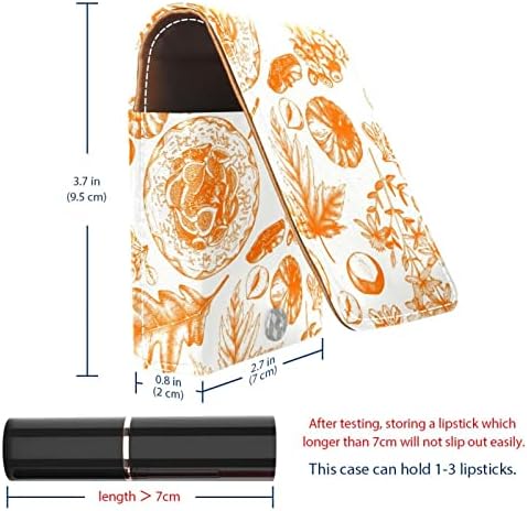 ORYUEKAN Ruj Kılıfı Ayna ile Sevimli Taşınabilir Makyaj Çantası kozmetik torbası, Sonbahar Turuncu Akçaağaç Çiçek