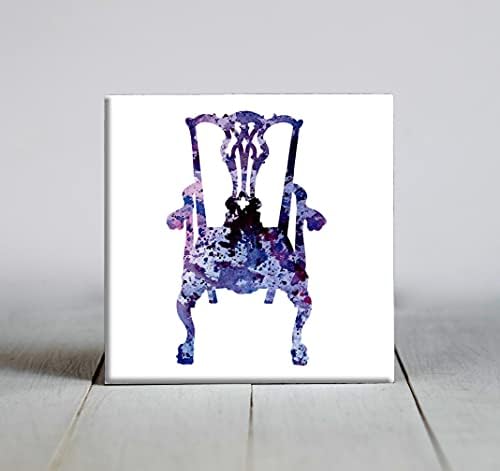 Mor soyut Vintage sandalye II suluboya sanat dekoratif karo (6 X 6 çerçeveli)