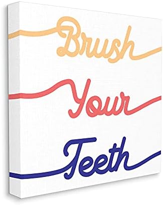 Stupell Industries Dişlerinizi Fırçalayın Daphne Polselli tarafından Tasarlanan Çocuk Banyosu Diş Hijyeni Tuval Duvar