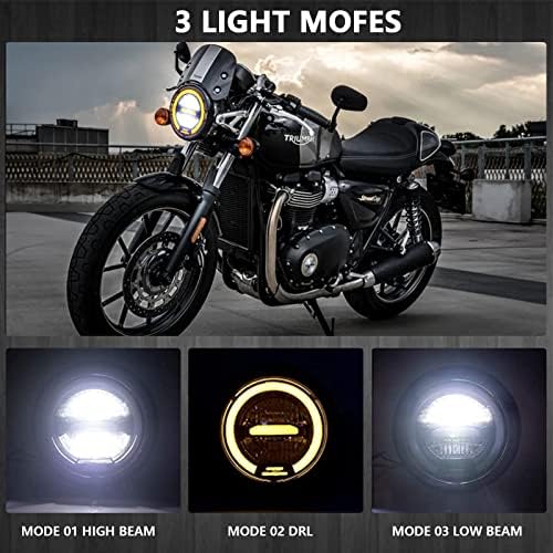 YOMTOVM 5.75 İnç Motosiklet Beyaz Amber LED Far Beyaz Halo ve Parantez Meclisi ile Uyumlu Harley, Dyna, Sportster,