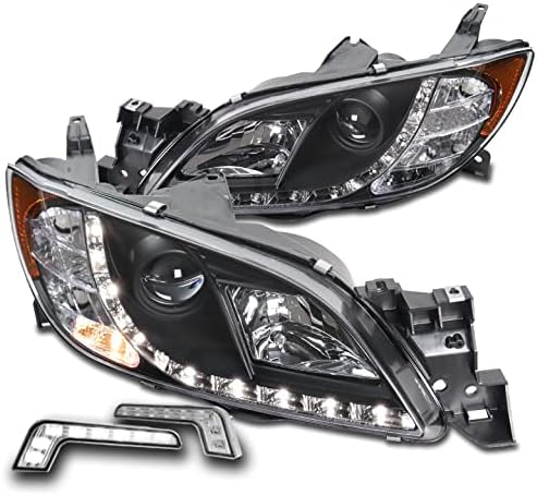 ZMAUTOPARTS led çubuk projektör farlar lambalar siyah w / 6.25 beyaz DRL ışık ile uyumlu 2004-2009 Mazda 3 Sedan