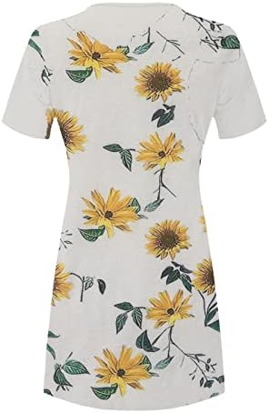 Kadın günlük t-Shirt Elbise Çiçek Baskı Yaz Tunik Elbiseler Kısa Kollu Gevşek Salıncak Sundress Boho Plaj Cover up