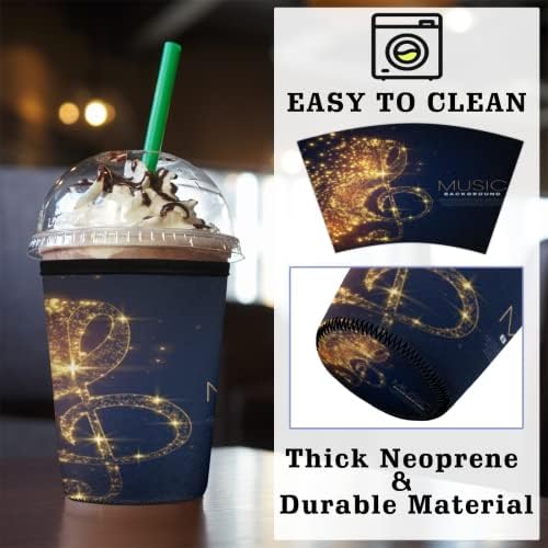 4 Paket Yeniden Kullanılabilir Buzlu Kahve Kollu - Soğuk içecekler için izolatör kılıfı, Starbucks Kahve için Neopren