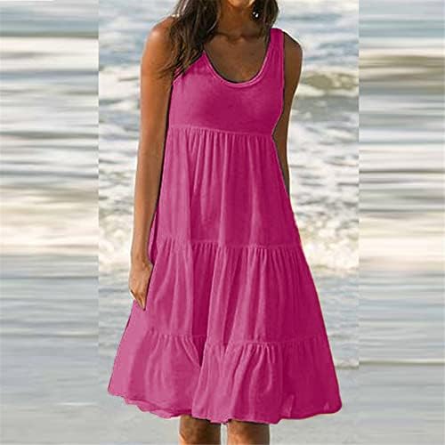 FQZWONG Yaz Elbiseler Kadınlar için 2023 Rahat Plaj Tatil Kolsuz Güneş Elbiseler Artı Boyutu Resmi Zarif Tank Elbiseler