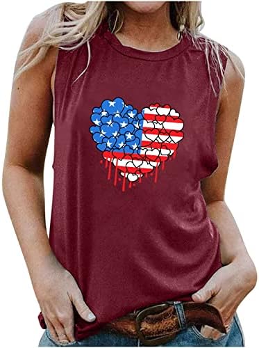 Oplxuo Amerikan Bayrağı Tankı Üstleri Kadınlar için Bağımsızlık Günü Yurtsever Gömlek Yaz Kolsuz Grafik 4th Temmuz