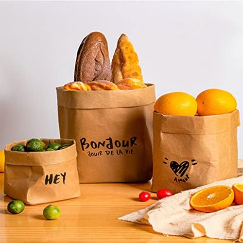 Yıkanabilir Kraft Kağıt Torba, Mutfak Meyve Sebze Organizasyonu için, Buzdolabı Gıda Saklama çantası, Bitki Saksısı,