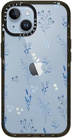 Casetify Impact iPhone 14 Kılıfı [4X Askeri Sınıf Düşme Testi / 8,2 ft Düşme Koruması] - Küçük Mavi Çiçekler-Parlak