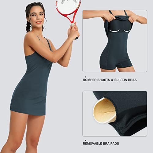 LouKeıth Bayan Tenis Elbise Dahili Şort ve Sutyen Egzersiz Egzersiz Kolsuz Atletik Golf Elbiseleri Cepler ile