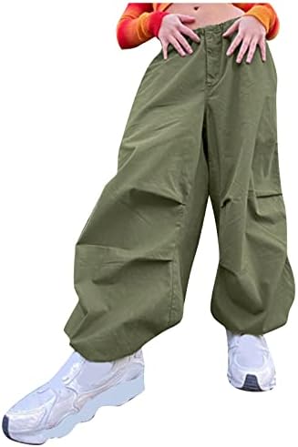 FİRERO Kadınlar Düşük Bel Kargo Pantolon Rahat Düz Renk Harajuku Vintage Y2K Low Rise Baggy Jogger Rahat Cep Cinch