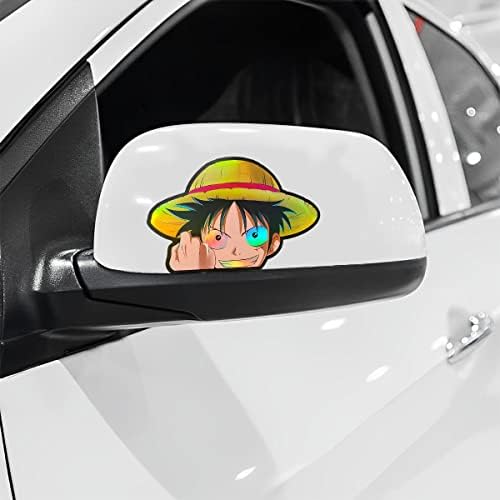 Wetsynt Anime Holografik Çıkartmalar Luffy Peeker Anime Araba Çıkartmaları Hava Koşullarına Dayanıklı Anime Araba