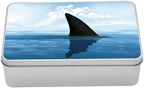 Ambesonne Köpekbalığı Teneke Kutu, Deniz Yüzeyi üzerinde Köpekbalığı Balık Yüzgeci Tehlike Dikkat Temalı Resim, Kapaklı