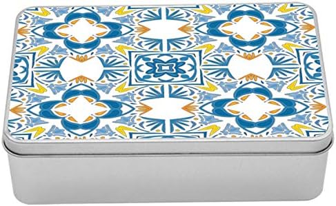 Ambesonne Etnik Teneke Kutu, Azulojo İspanyol Etkisi Retro Esintili Sanat Eseri ile Tunus Mozaiği, Kapaklı Taşınabilir