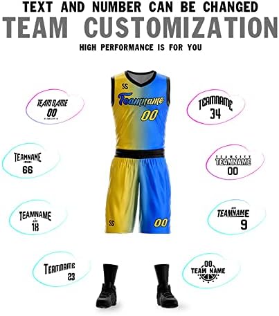 Özel Degrade Basketbol Forması Kiti Baskılı Takım Adı ve Numarası Kişiselleştirilmiş spor üniforması Erkekler için