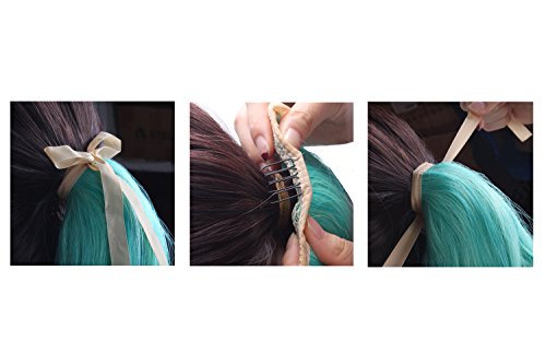 MapofBeauty Uzun At Kuyruğu Degrade Kıvırcık Bağlama Tipi saç ekleme (Mor / Gül)