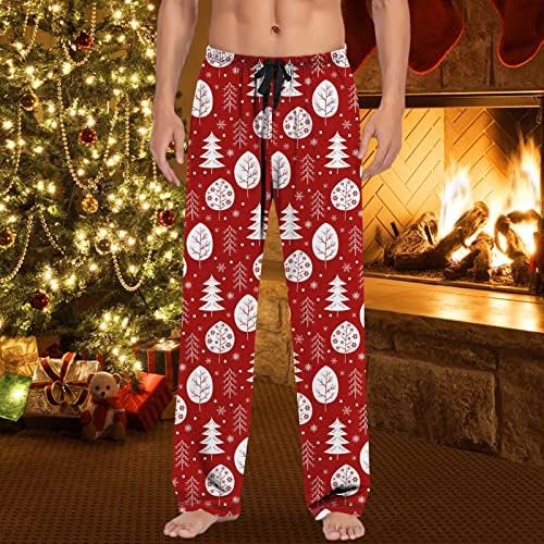 Erkek Pijama Pantolon Noel Yüksek Bel Kardan Adam Grafik Pijama Altları Noel İpli Pijama Pj Pantolon Sweatpants